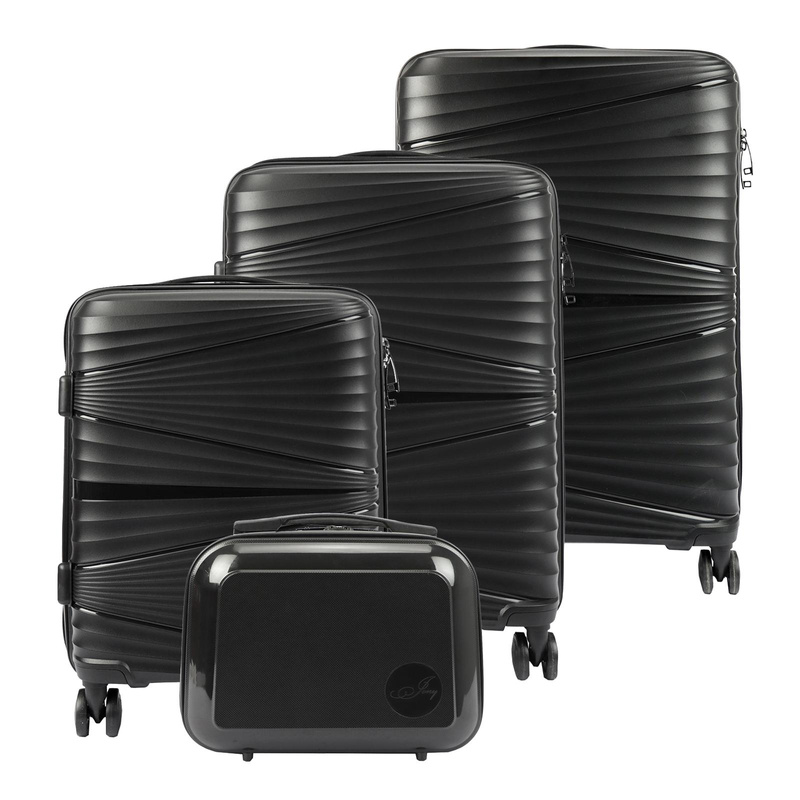 Jony zestaw trzech walizek podróżnych na kółkach z kosmetyczką ABS