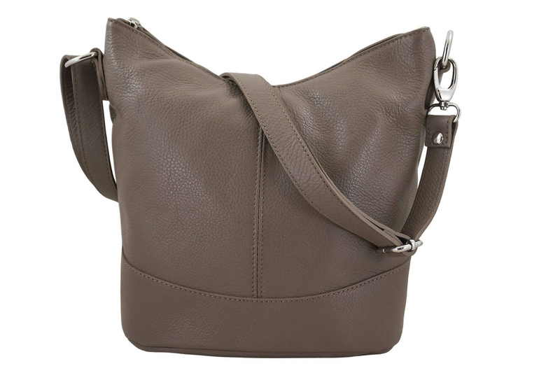 Modna torebka włoska skórzana - Beżowa ciemna