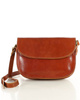 Skórzana torebka saddle bag półksiężyc sztywna skóra - MARCO MAZZINI brąz camel