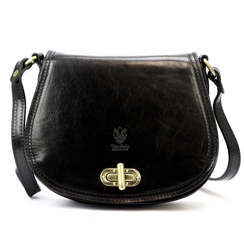 Florence Skórzana damska listonoszka torebka na ramię dwukomorowa z klapą