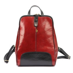 Florence Miejski Damski plecak skóra naturalna z kieszeniami na suwak