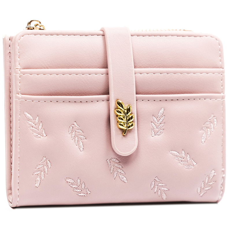 Mały damski portfel z haftem liści od 4U Cavaldi