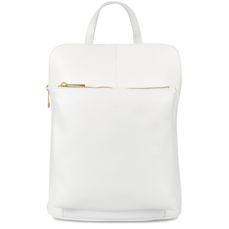 Skórzany plecak damski torba 2w1 elegancki A4 włoski pojemny biały Vera Pelle S40