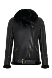 Damska Kożuchowa ramoneska zapinana na zamek kurtka na zimę Bukowski