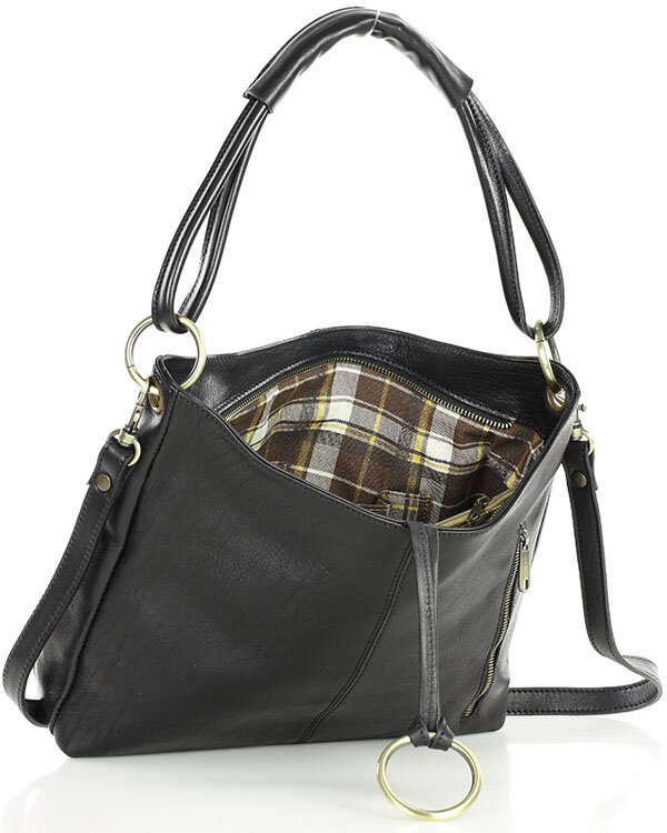 Klasyczna torba skórzana na ramię premium leather - MARCO MAZZINI czarna