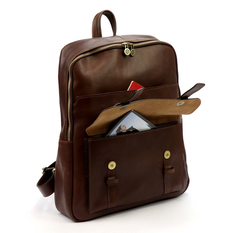 Florence Duży praktyczny damski plecak miejski skóra naturalna kieszenie