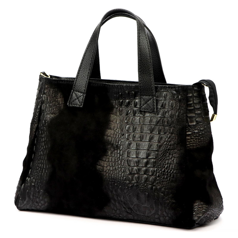 Luka duży damski kuferek skóra naturalna torebka z paskiem i kieszenią