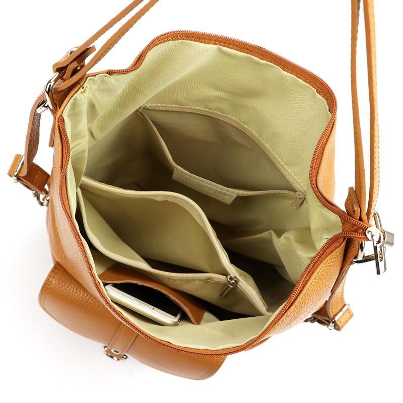 Duża elegancka damska skórzana torebka na ramię z kieszeniami PATRIZIA