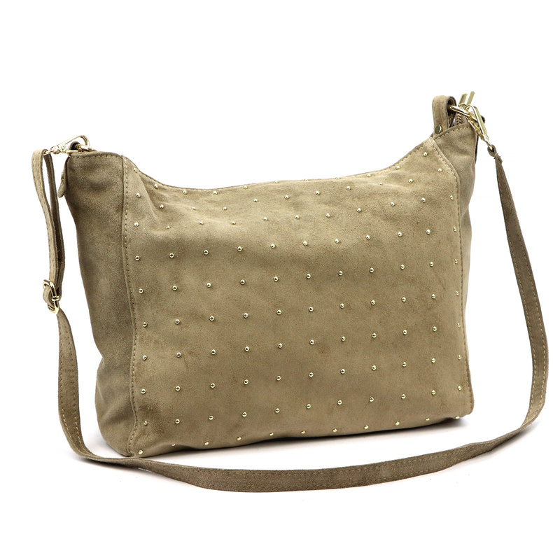 Vera Pelle damska torebka na ramię skóra naturalna zamsz listonoszka