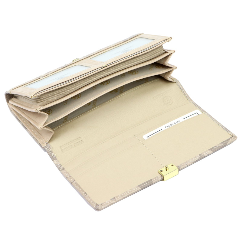 Gregorio podłużny damski portfel duży skóra naturalna kwiatowy wzór