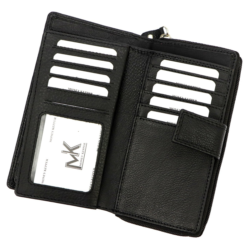 Pionowy Skórzany damski portfel Money Kepper RFID