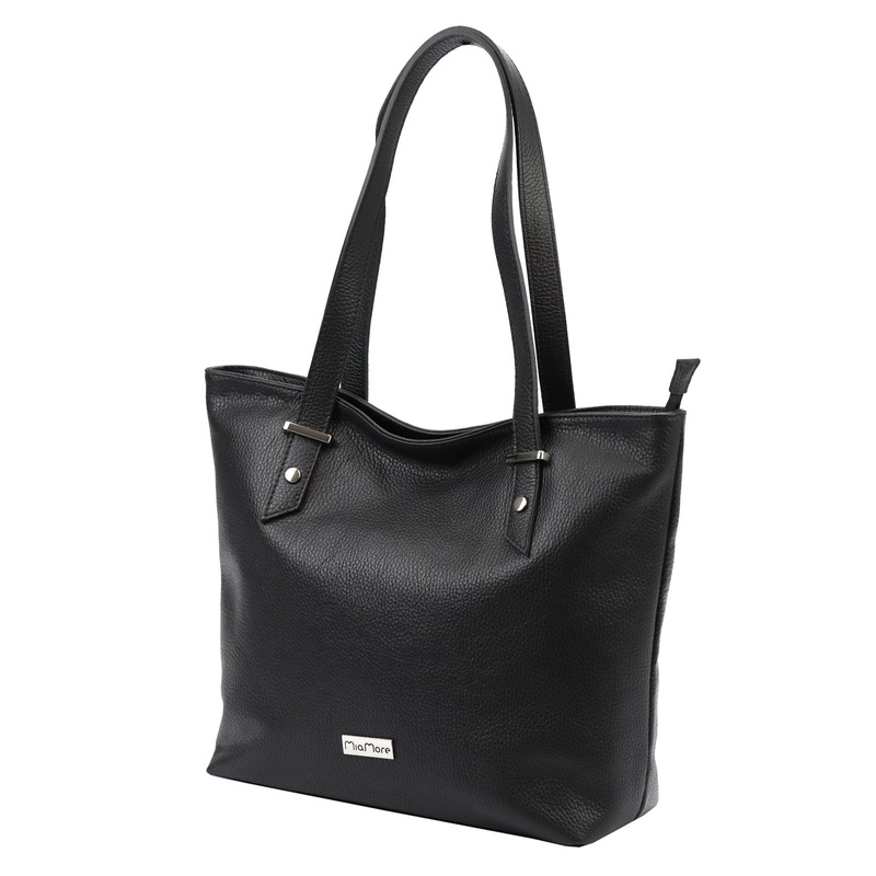 Duża damska shopperbag skórzana z kieszeniami torebka na ramię MiaMore