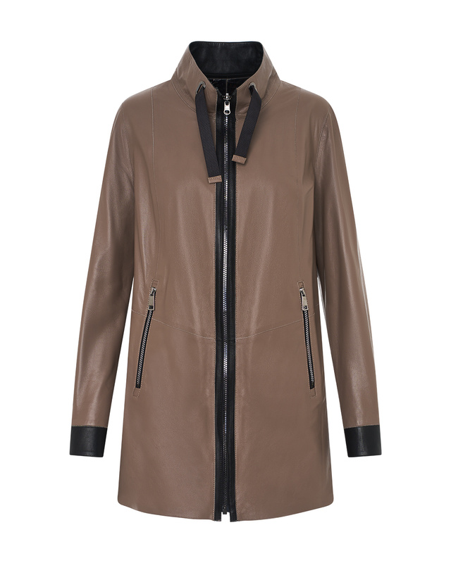 Bukowski Dwustronna damska kurtka skóra naturalna długa z kapturem