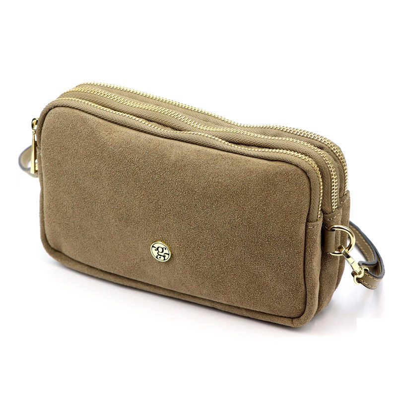 Gregorio damska listonoszka skóra naturalna zamsz trzykomorowa na ramię