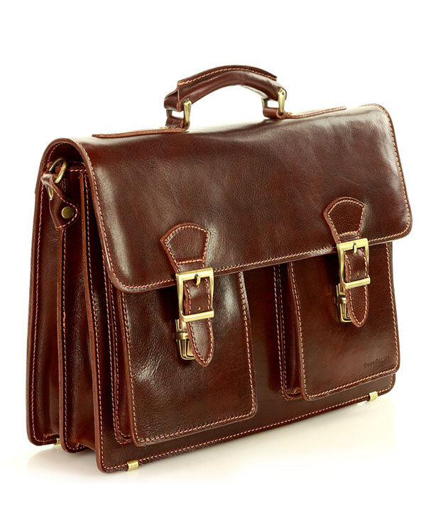 Teczka męska vintage handmade MARCO MAZZINI - skóra naturalna - CIRO Classic brązowa