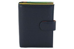 Pojemny kolorowy portfel damski skórzany - Granatowy