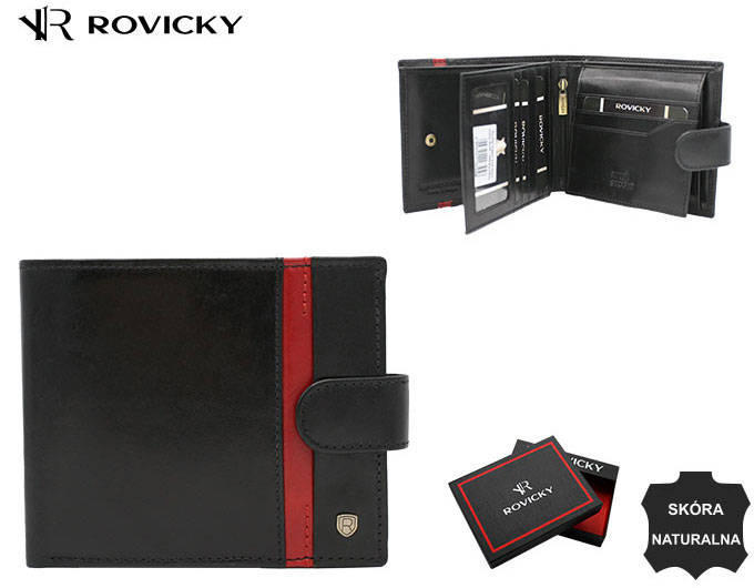 Kompaktowy męski skórzany portfel z RFID Rovicky
