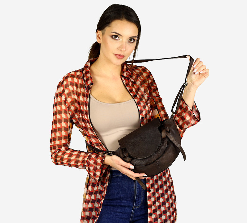 Marco Mazzini Torebka listonoszka skórzana saddle bag brąz caffe