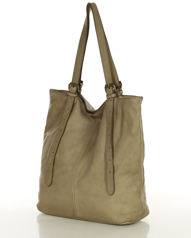 Torebka damska shopper z regulacją rączek skóra old pelle - MARCO MAZZINI beż taupe
