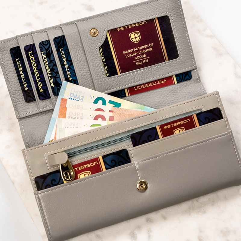 skóra naturalna + Damski portfel ze skóry ekologicznej Peterson PTN PH27-LFL