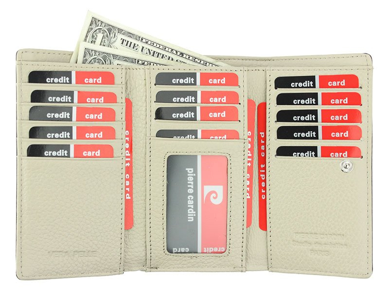 Pierre Cardin Duży Damski Portfel Skórzany Podłużny 21 Kart Bigiel