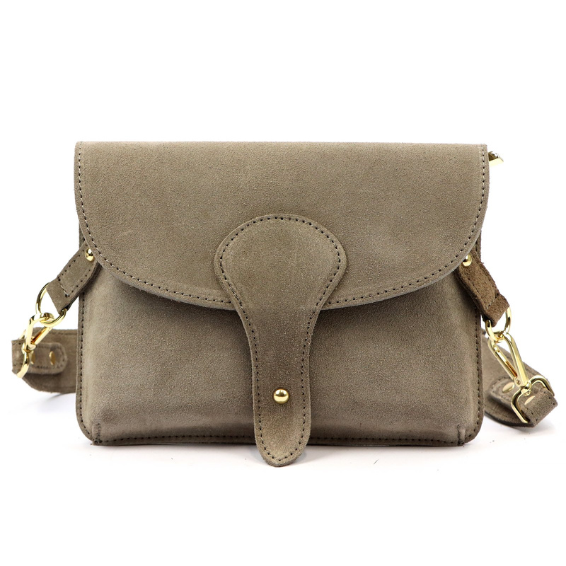 Luka zamszowa damska listonoszka torebka na ramię skórzana z kieszenią