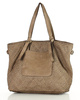 Oryginalna torebka pleciona damska skórzany shopper bag - MARCO MAZZINI beż taupe