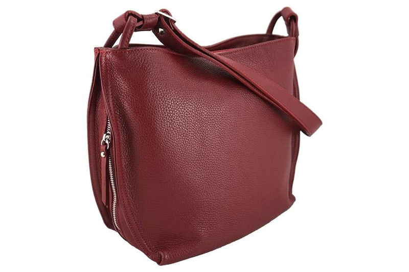 Duża torba damska skórzana na ramię - Szara ciemna