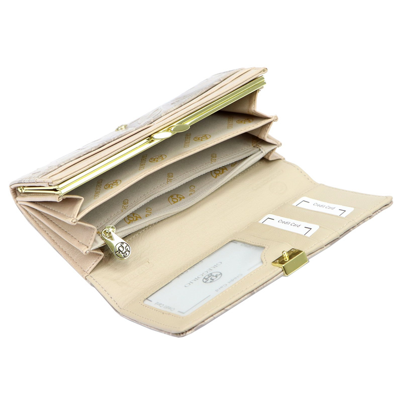 Gregorio duży damski portfel klasyczny podłużny portmonetka kwiatowy wzór