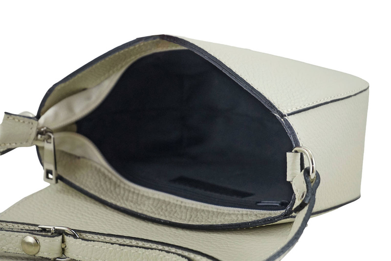 Damska skórzana listonoszka włoska - Beżowa jasna