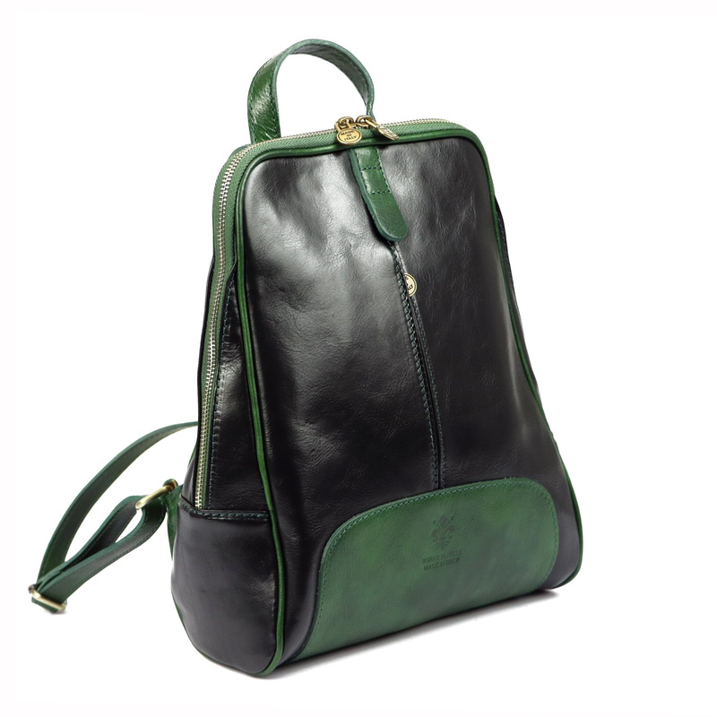 Florence Miejski Damski plecak skóra naturalna z kieszeniami na suwak