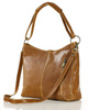 Klasyczna torba skórzana na ramię premium leather - MARCO MAZZINI brąz camel