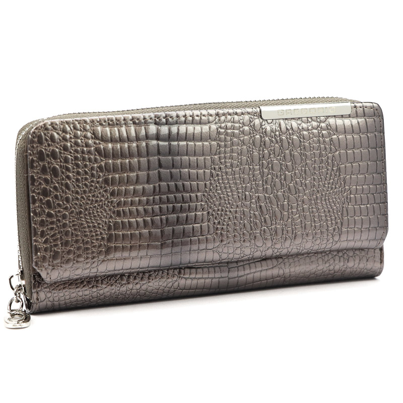 Skórzany duży lakierowany damski portfel Gregorio