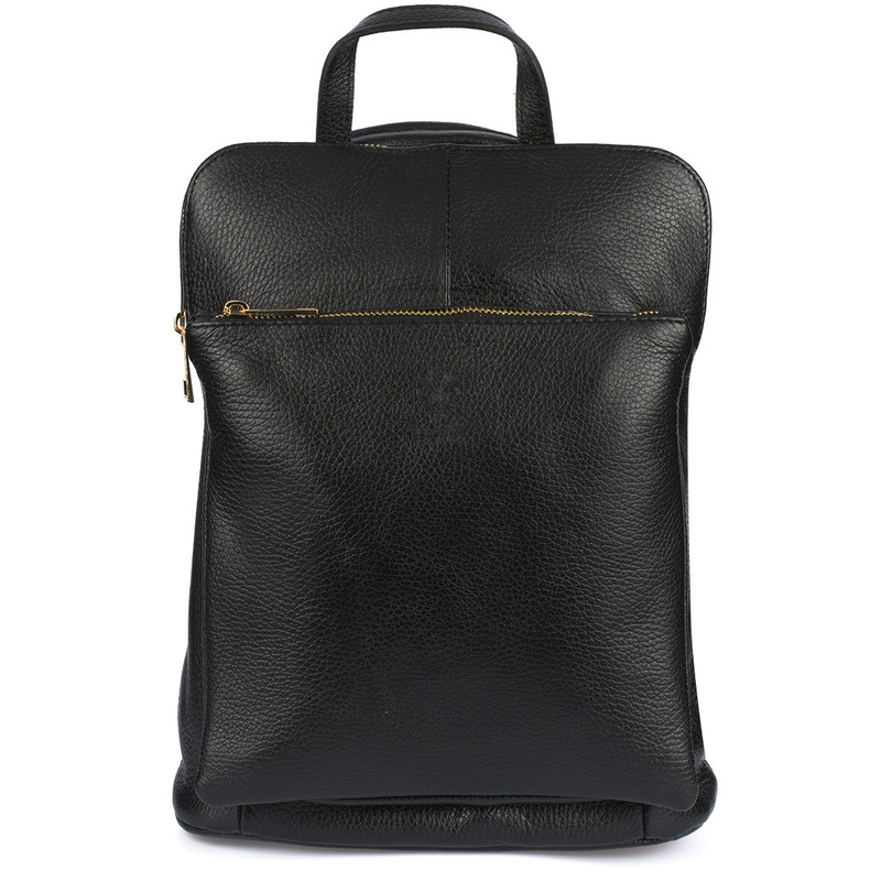 Skórzany plecak damski torba 2w1 elegancki A4 włoski pojemny czarny Vera Pelle S40