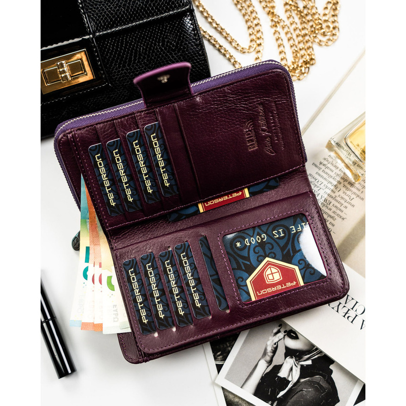 skóra naturalna + Damski portfel ze skóry ekologicznej Peterson PTN PS116-FDS