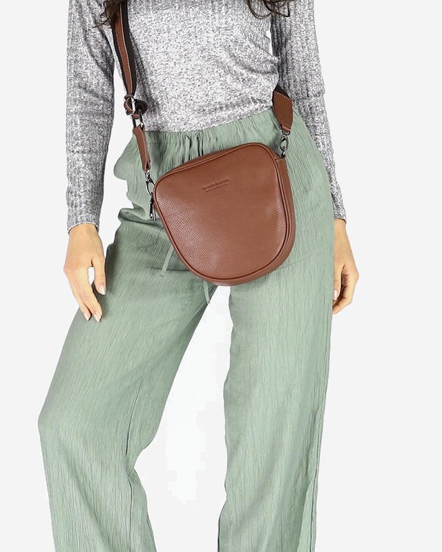 Torba skórzana na dwa zamki crossbody camera bag - MARCO MAZZINI brązowy