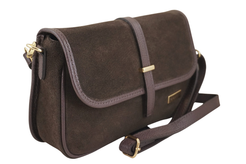 Zamszowa torebka damska Barberinis - Brązowa ciemna