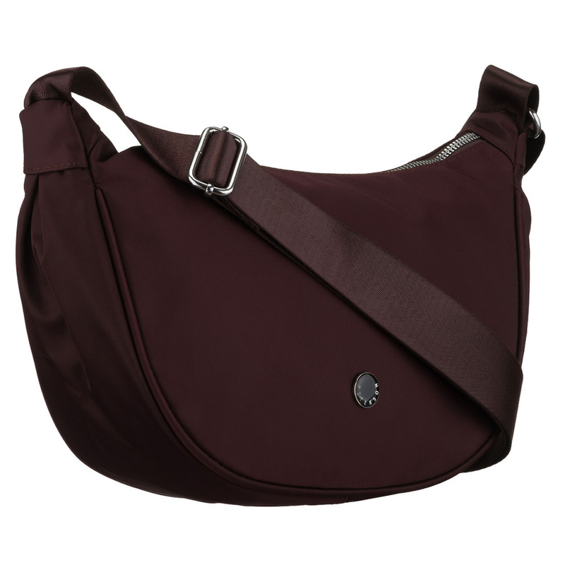 Listonoszka damska z poliestru w bordowym kolorze, jednokomorowa z zewnętrzną kieszonką - Peterson