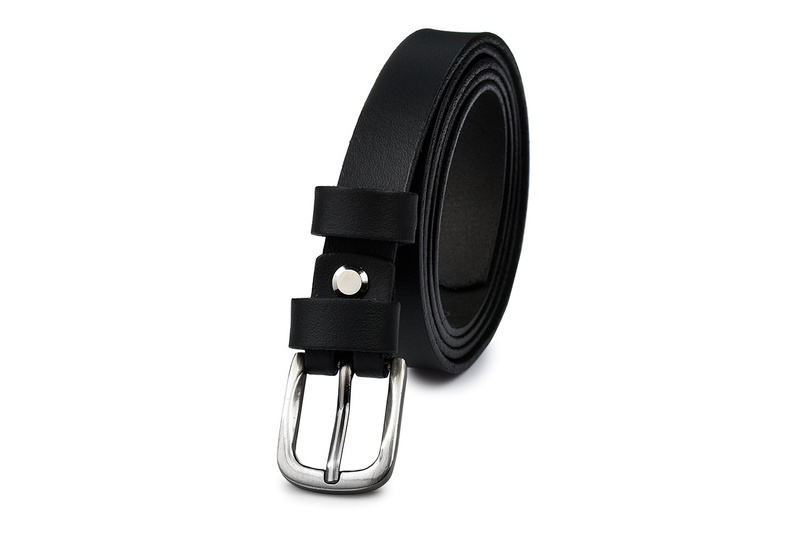 Beltimore skórzany damski pasek czarny wąski U50 : Kolory - czarny, Rozmiar pasków - r.80-95 cm