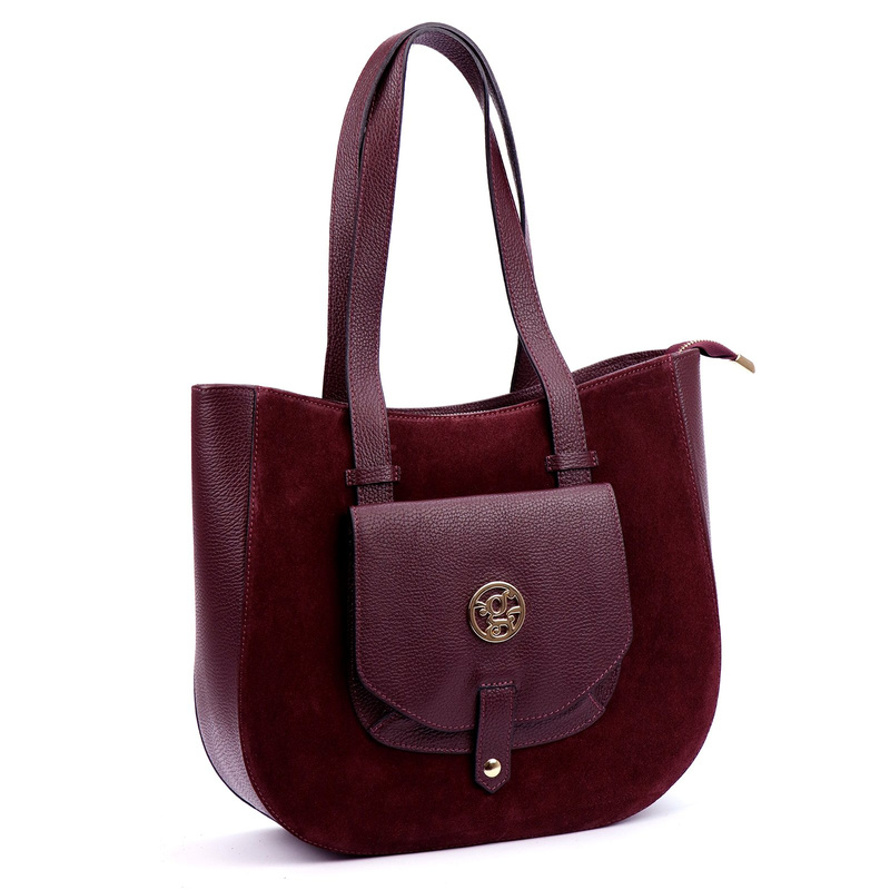 Elegancka Skórzana damska shopperbag torebka na ramię Gregorio z kieszenią