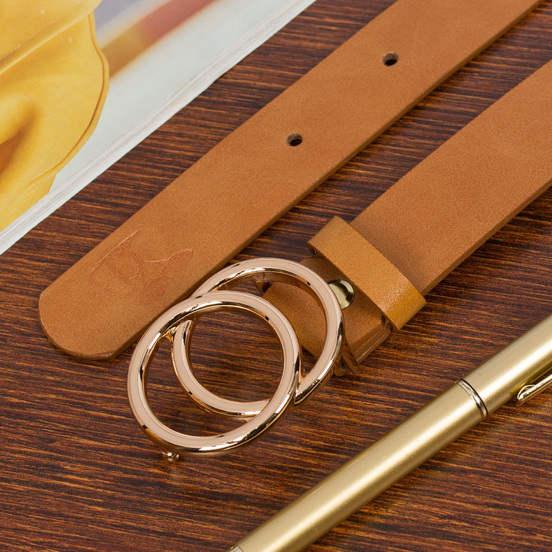 Skórzany pasek damski do spodni sukienki koła klasyczny camel Beltimore B09 : Rozmiar pasków - r.95-110 cm
