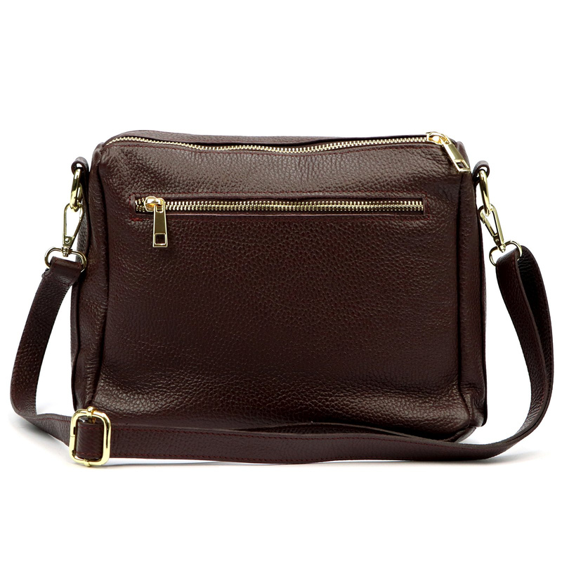 Luka damska listonoszka na ramię skóra naturalna dwie komory trzy kieszenie