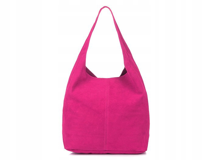 zamszowa torebka skórzana na ramię z saszetką fuksja N88