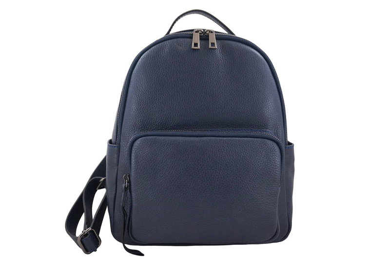 Elegancki plecak skórzany - Granatowy