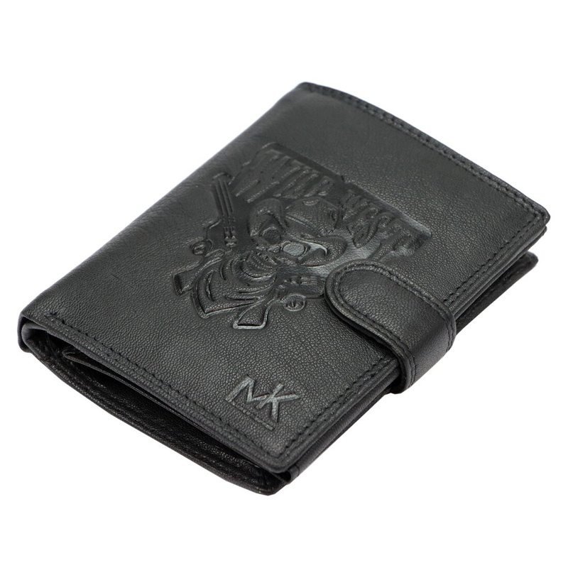 Money Kepper portfel pionowy męski skóra naturalna męski wzór system RFID