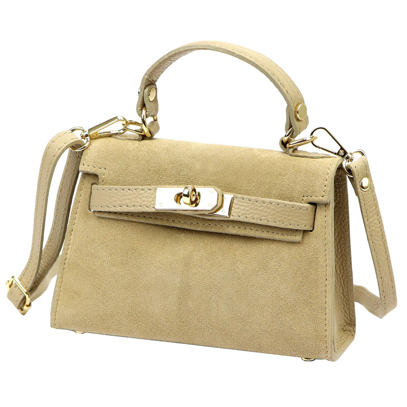 Skórzana Zamszowa damska mała listonoszka torebka na ramię z uchwytem Luka