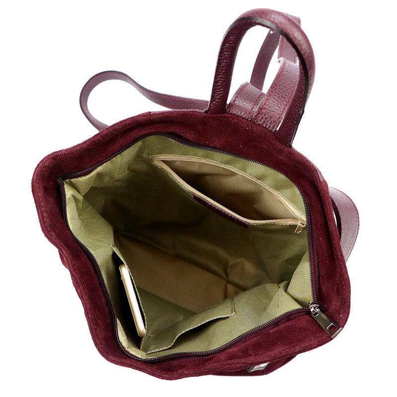 Vera Pelle damski plecak miejski ze skóry naturalnej z kieszeniami