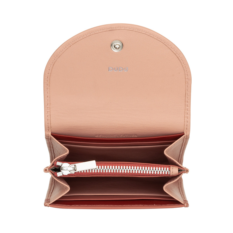 DuDu mała portmonetka skóra naturalna damski portfel na zatrzask