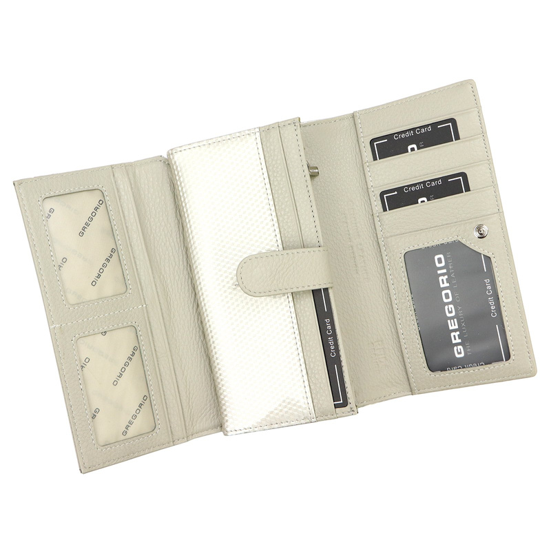 Duży Lakierowany damski portfel ze skóry Gregorio