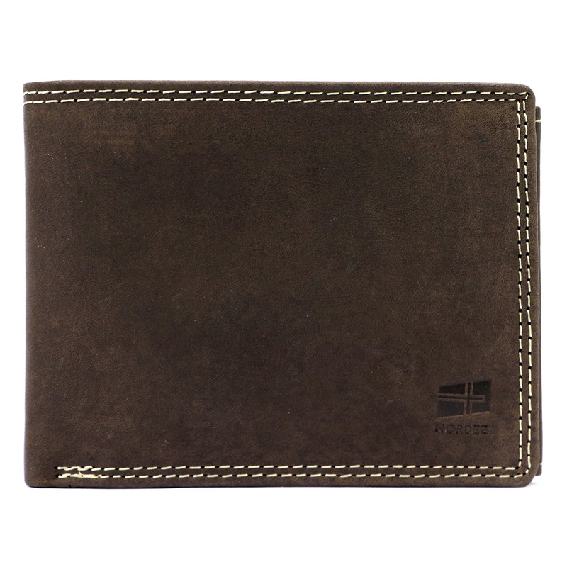 Nordee męski poziomy portfel skóra naturalna kompaktowy i pojemny
